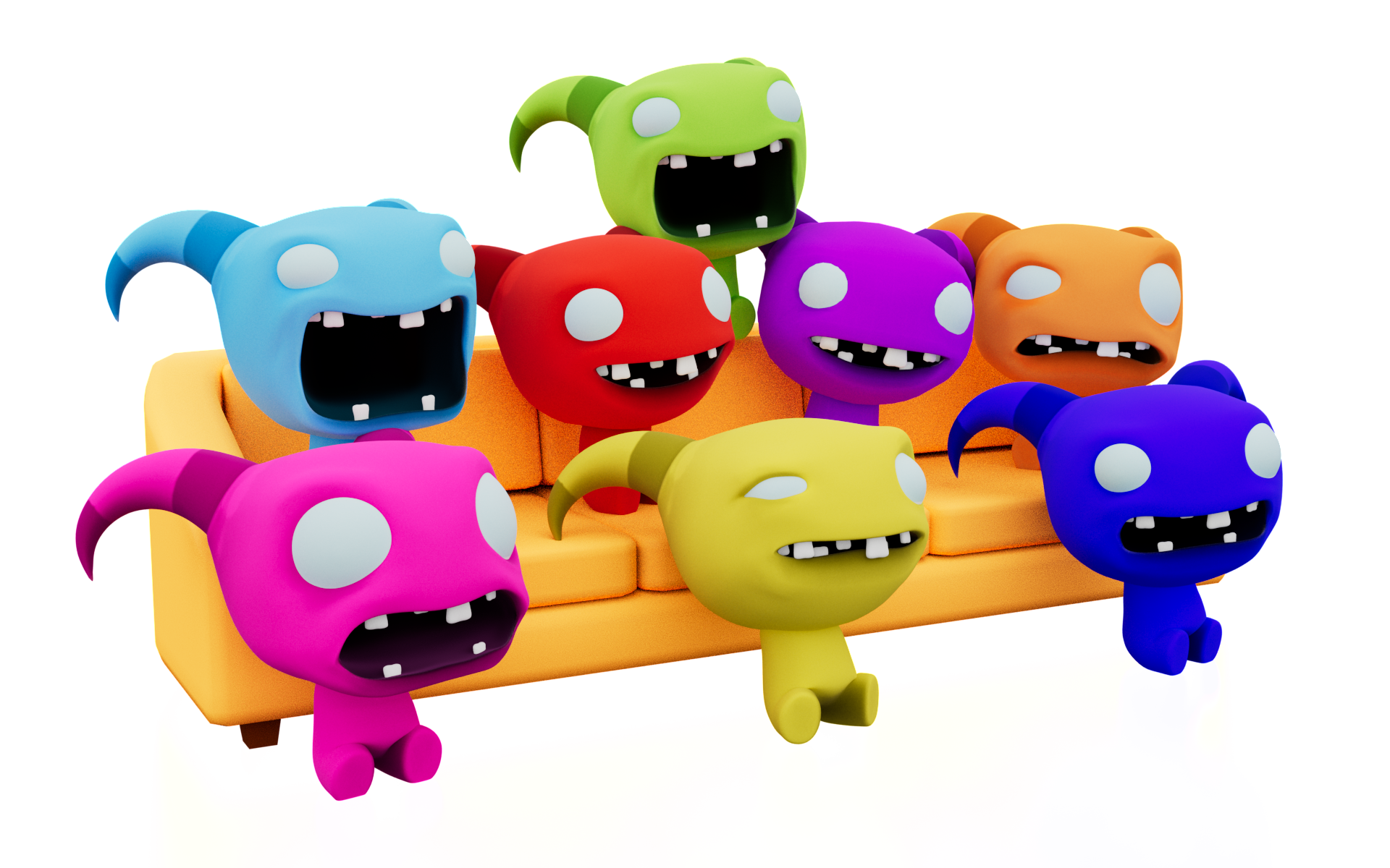 Chompies sitting together on a sofa