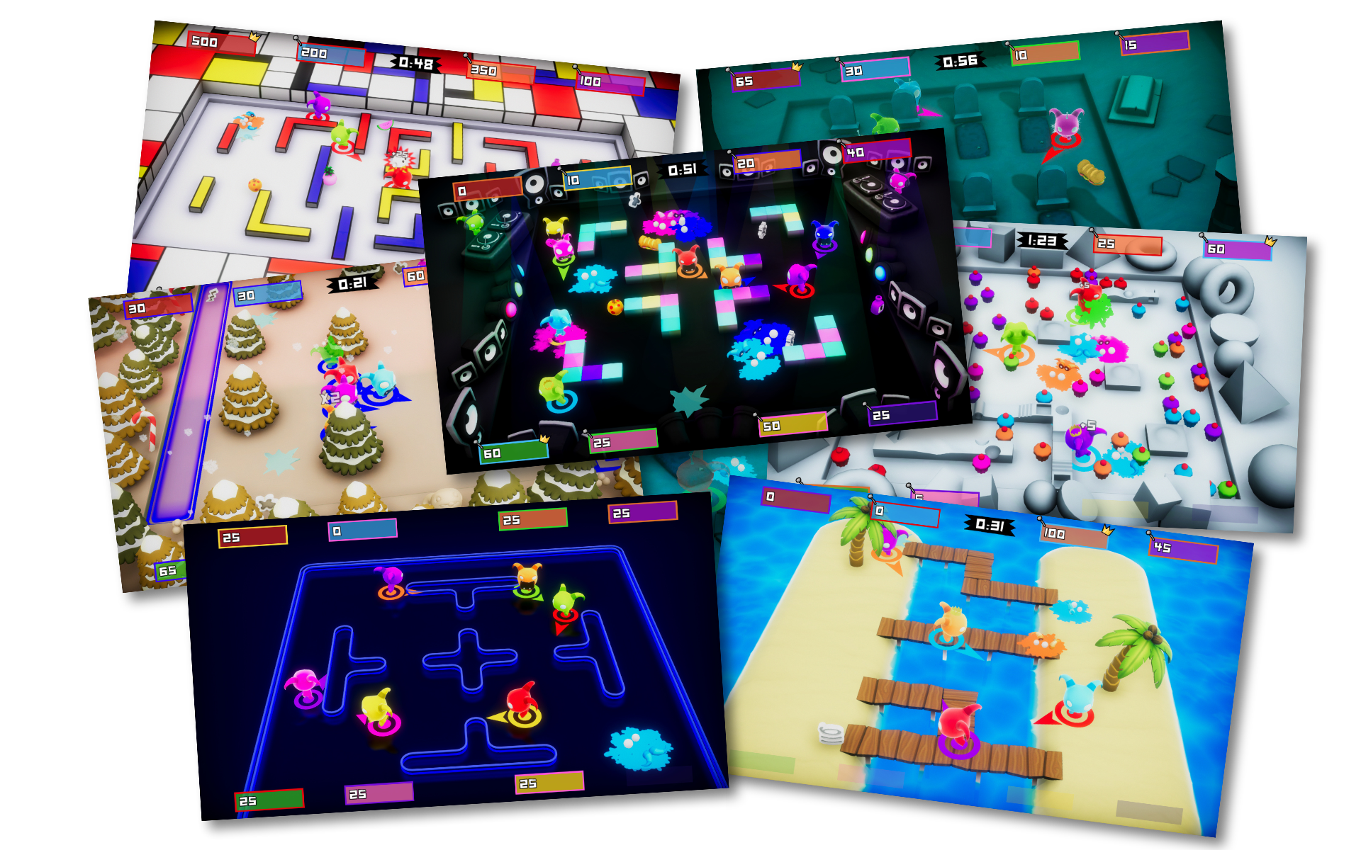 An assortment of Chompy Chomp Chomp Party screenshots